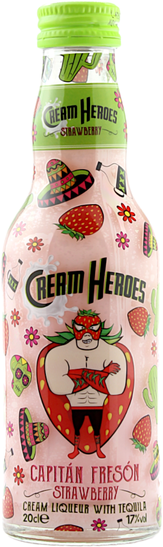 Miniatur Cream Heroes Tequila Erdbeer Likör mit Sahne 17.0% 200ml